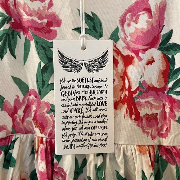 Free Birdees Peonies Twirling Bodysuit Dress Bamboo Girls Size 3-6 Months NWT - Picture 8 of 14